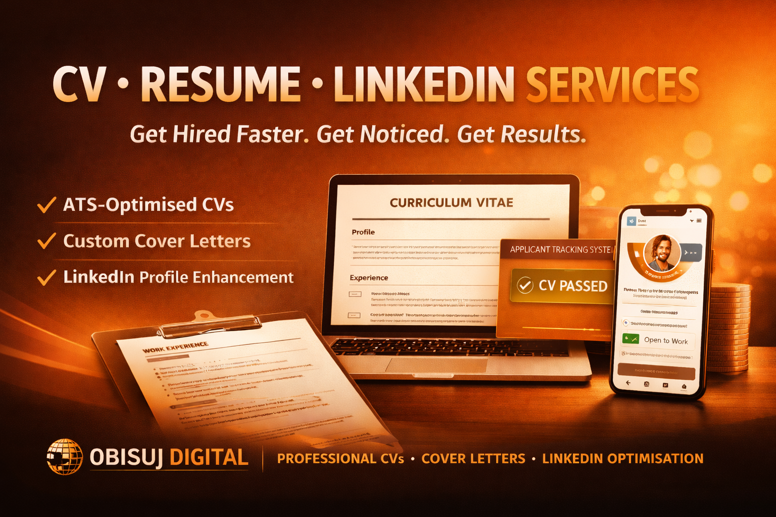 We will write the perfect resume, CV, cover letter and optimize linkedin